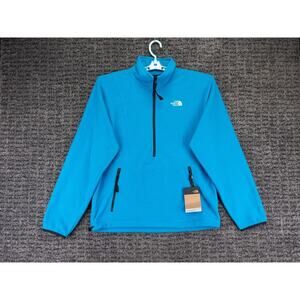 The North Face Sweater Mens Small Blue Relaxed Fit 1/4 Zip Fleece Pullover NWT
